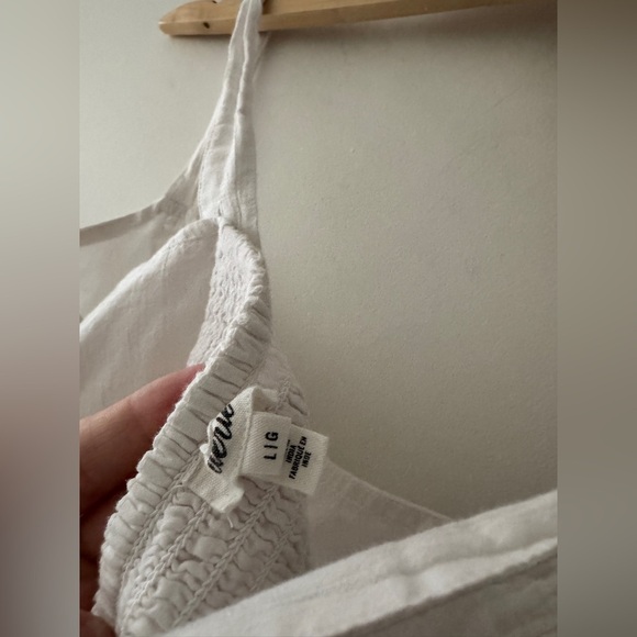 Aerie White Smocked Cotton Woven Corset Cropped Tank Top - Picture 6 of 7